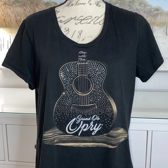 Grand Ole Opry Step Into The Circle Bedazzled Black Short Sleeve Tee Size XL - Picture 2 of 10